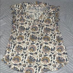 Floral Print Ruffle Sleeve Top